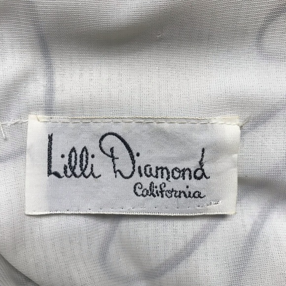 Lilli Diamond Vintage 70s Lurex Floral Print Bell Sleeve Maxi Dress L - Picture 10 of 11